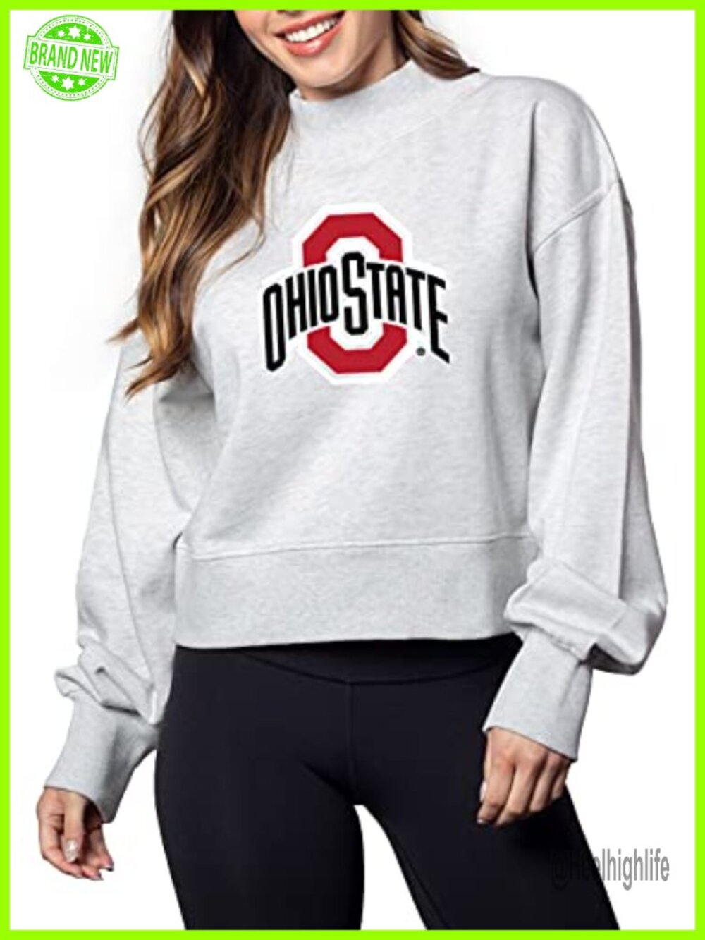 NCAA Womens Haily Mock Neck Oversized Sweatshirt Heathered Fleece Pullover